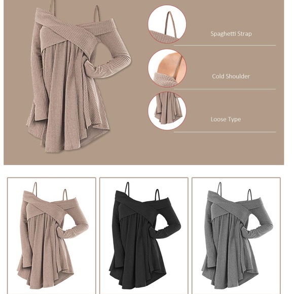 Gray Cross-Wrap Cold Shoulder Tunic - Picture 7 of 8